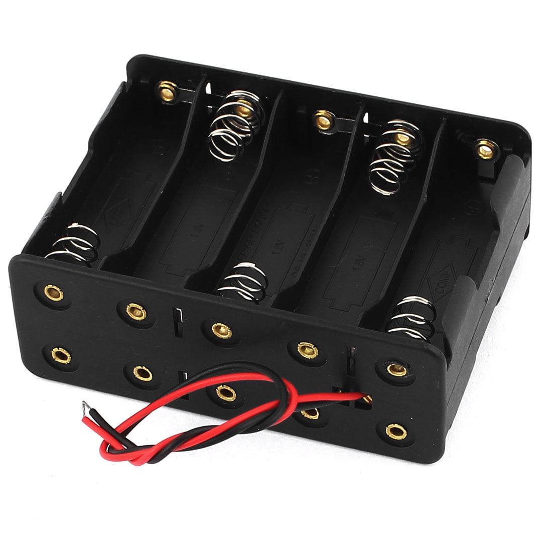 Black 2 Wires Cables Two Layers 10 x 1.5V AA Batteries Battery Holder