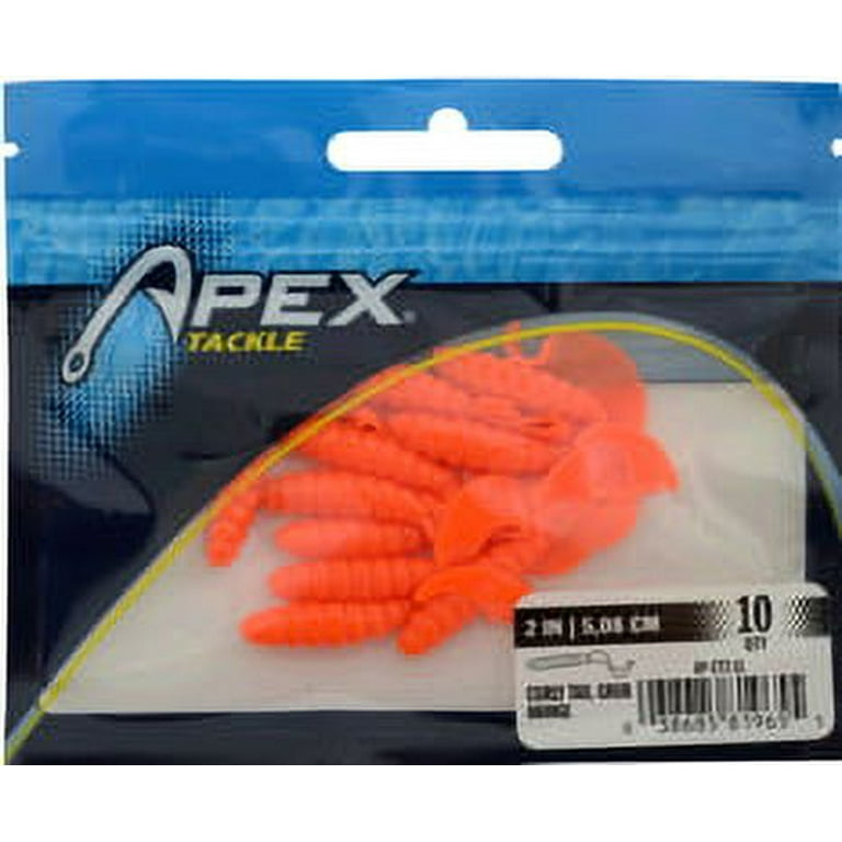Apex AP-CT2-11 Orange 2 Curly Tail Grub Soft Plastic Lure (10 Pack)