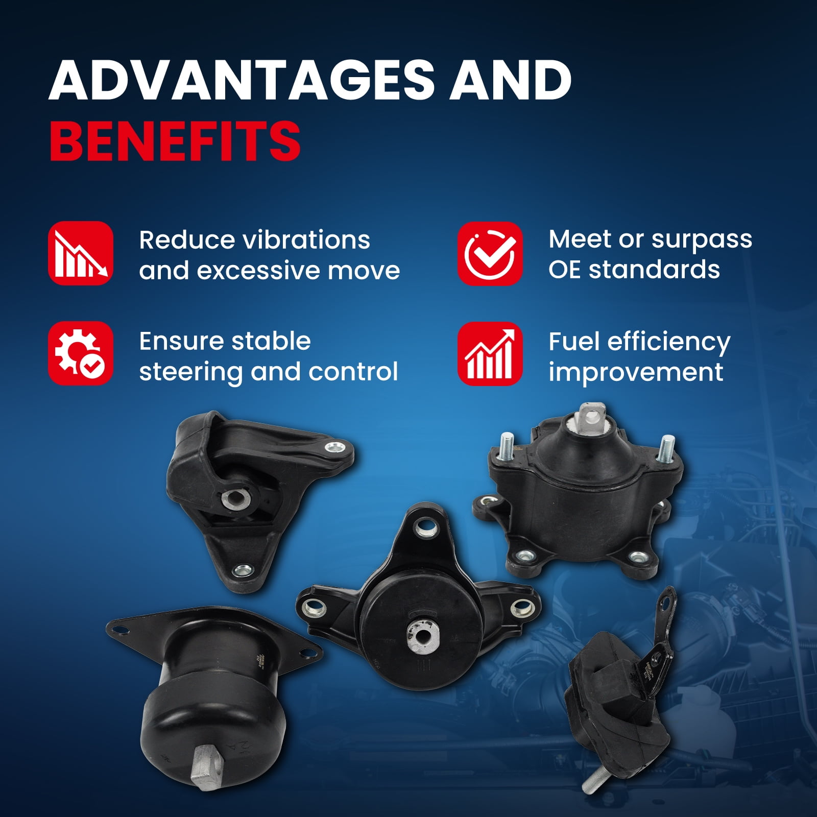 MOCA AUTOPARTS Engine Motor and Transmission Mount Kit Fit for 2008-2012 Honda Accord 2.4L & 2009-2013 Acura TSX 2.4L