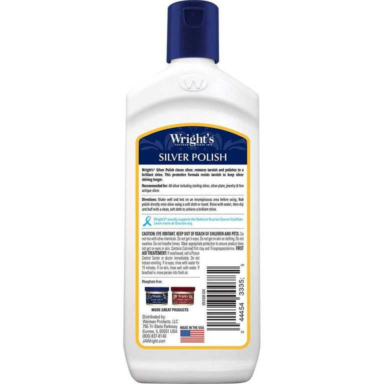 Wright's Silver Cleaner and Polish Cream - 8 Ounce 2 Pack with Polishing  Cloth - Ammonia-Free - Gently Clean and Remove Tarnish without Scratching
