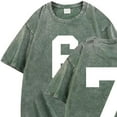 thumbnail image 4 of Tops para hombre, blusas y camisas de cuello redondo y manga corta para hombre, camisetas deportivas informales de color liso con cuello redondo y efecto desgastado, blusas de licra para hombre., 4 of 5