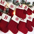 thumbnail image 5 of A-Waroom 1 Pieces Classic Red KnittingChristmas Stocking Xmas Gift Candy Bag Christmas Decorations for Home, 5 of 7