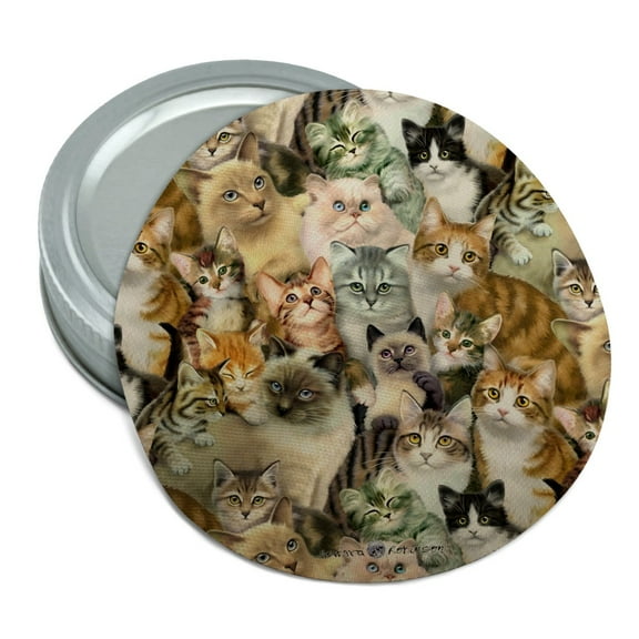 Plethora of Cats and Kittens Pattern Round Rubber Non-Slip Jar Gripper Lid Opener
