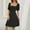 Black, variant on Ayolanni V-Neck Women Dresses Knee-Length Black Solid Short Sleeve Puff Dresses Teen Girl Dresses L