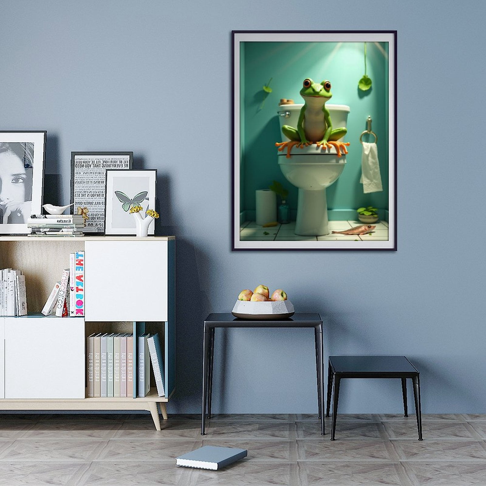 Diamond Art Kit for Adults, Frog Bathroom Pose Whimsical Scene Diamond Painting for Adults Beginners, DIY Diamond Art Painting Kits, 5D Diamond Painting Crafts for Home Decor 12x16 Frameless
