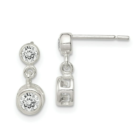 Primal Silver Sterling Silver Round Cubic Zirconia Earrings