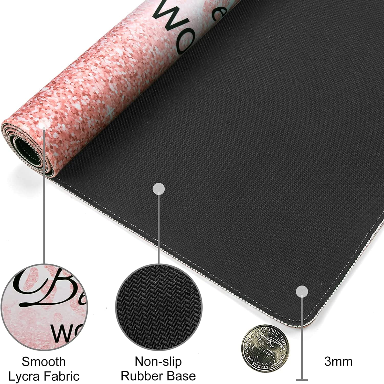 Large Gaming Mouse Pad, Non-Slip Rubber Base Water-Resistant Mousepad Desk Mat, 35.4" x 15.75" Extended Keyboard Pad Desk Pad with Stitched Edges for Home Office Gaming, Pink Rose Gold