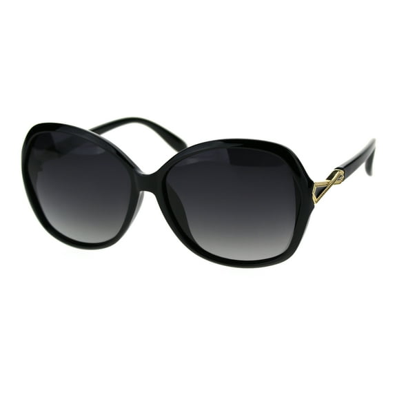 Polarized Lens Womens Geometric Art Deco Jewel Butterfly Sunglasses Black Smoke