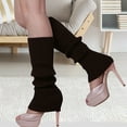 thumbnail image 4 of Grofry Women Leg Warmers,Solid Candy Knit Winter Leg Warmers Loose Style Boot Socks Gift Dark Grey, 4 of 7