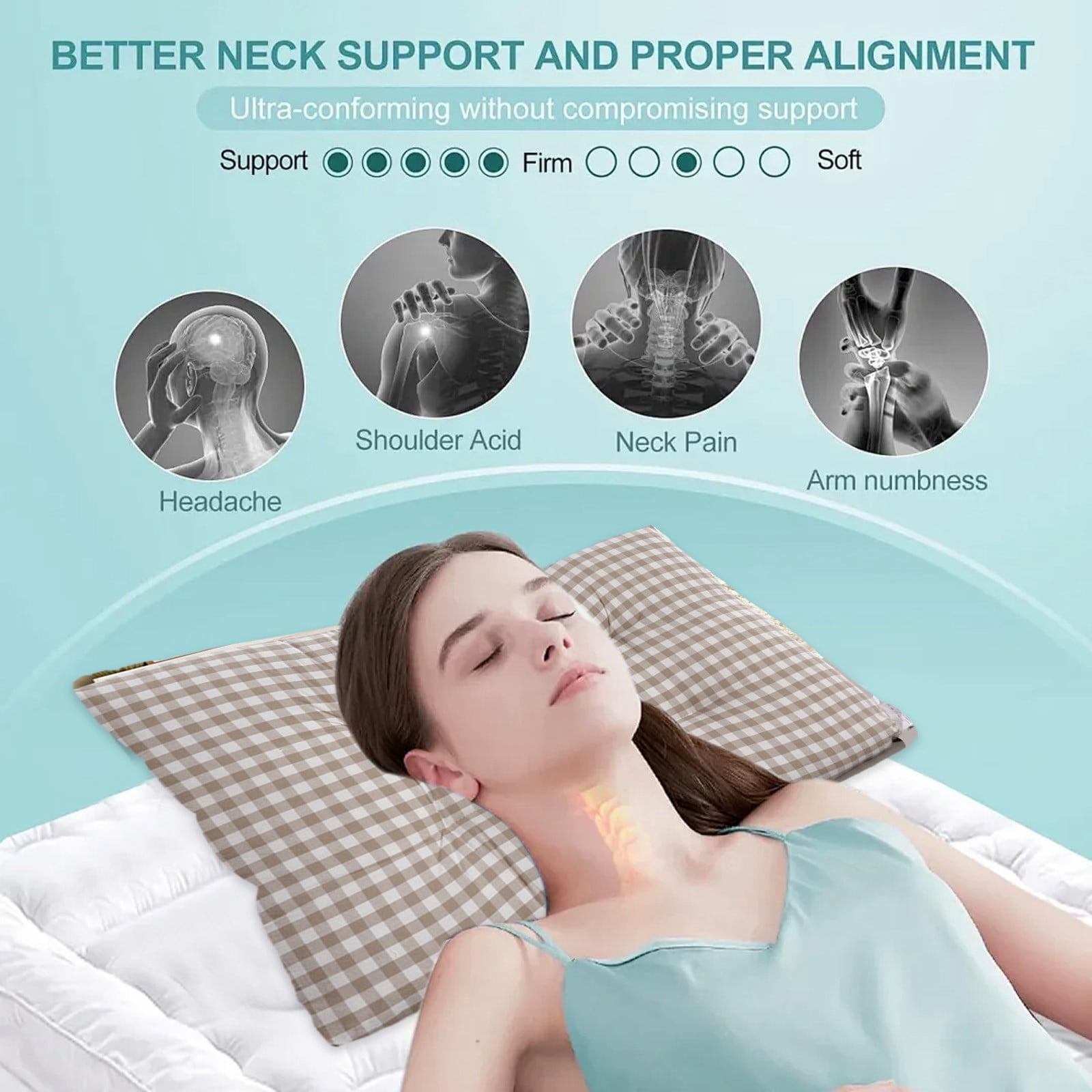 Household Pillow Sleep Enhancing Cervical Support Comfort Pillow, Ergonomic Sleep Enhancing Cervical Support Pillow, Ergonomic Pillows, Neck Pillow Cervicals Pillow for Neck Strain Relief