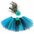 thumbnail image 3 of Falda de tul de pavo real para niñas, disfraz de animal para fiesta de Halloween, tutú para niñas pequeñas, plumas de flores, minifaldas de tul mullidas para niños, 3 of 5