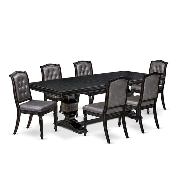 Luxe by East West Furniture 7 piece Dining Room Set of a Dinner Table and 6 Modern Dining Chairs