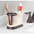 thumbnail image 2 of mDesign Bathroom Toothbrush/Toothpaste Dental Storage Organizer - Vanilla/Bronze, 2 of 6