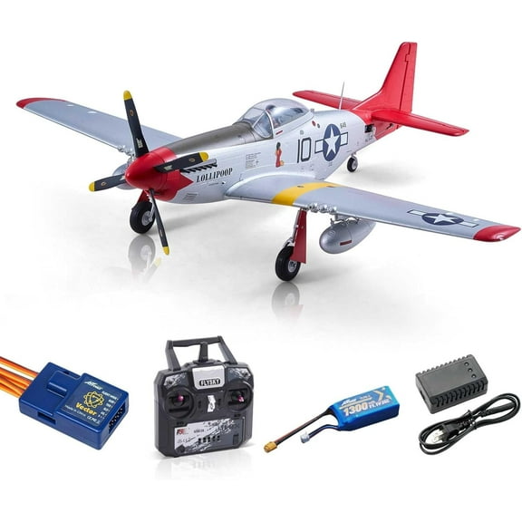 Arrows Rc Plane Propeller Rc Airplanes for Adults Remote Control Airplane P-51 850MM with Vector Flight Stabilization System RTF (Include Battery, Charger, Radio)