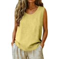 thumbnail image 5 of Tank Tops for Women Round Neck Linen Style Sleeveless Casual Blouse Womens Tops for All Season Daily Wear, 5 of 6