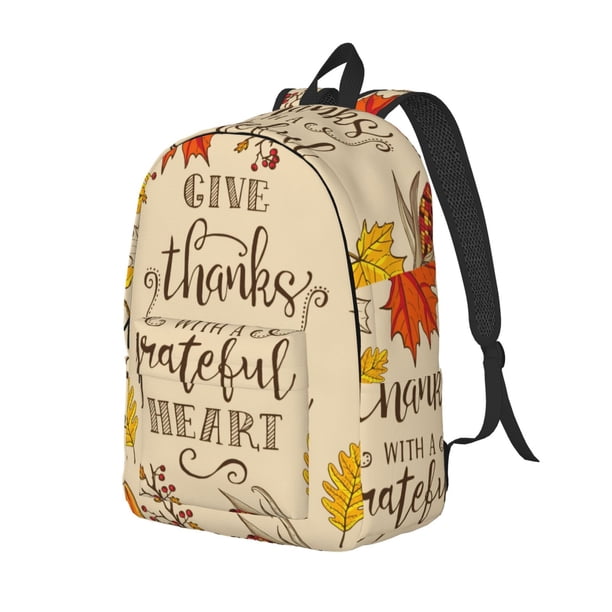 Easygdp Thanksgiving With A Grateful Heart Mochila de Lona Resistente para Laptop, Compatible con Laptops de 15 a 17 pulgadas, Ideal para Escuela, Trabajo y Viajes-Medium