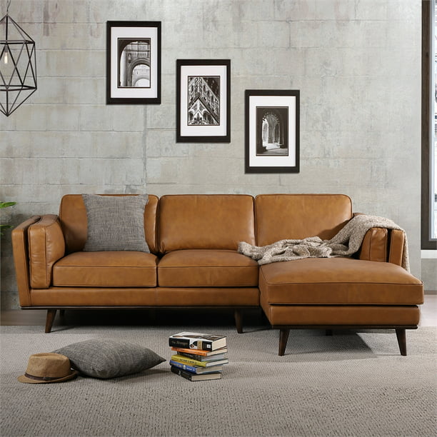 Austin Mid Century L Shaped Cushion, Austin Leather Sofa Set