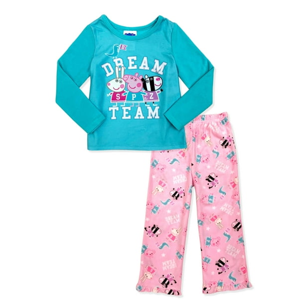 Peppa Pig Girls' 2 Piece Cuddle Fleece Pajama Set Sleepwear