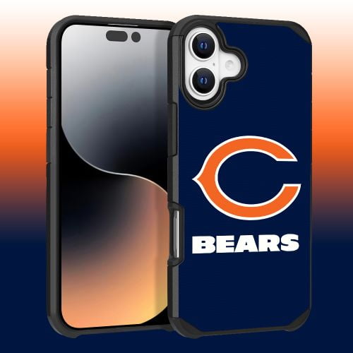 Apple iPhone 16 Plus (6.7) - NFL Licensed Chicago Bears Team Logo on Blue Textured Dual Layer Case