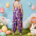 thumbnail image 5 of Staki Girls Vacation Outfits Baby Girl Easter Outfits Romper Toddler Bunny Floral Print Jumpsuit Pants Overalls 1-10Y(Purple,7-8Years), 5 of 6