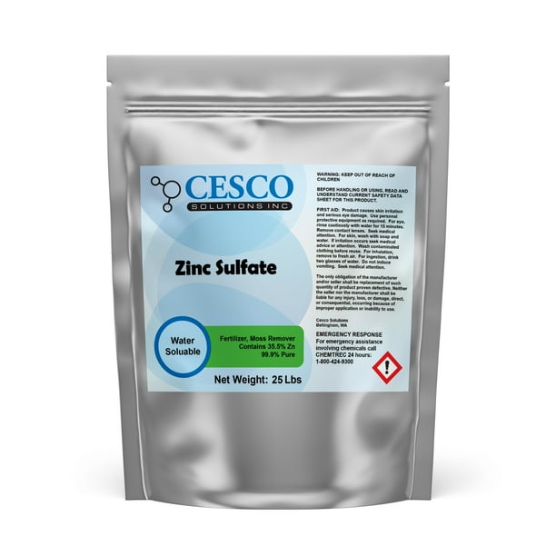 Cesco Solutions Zinc Sulfate Fertilizer Powder 99 Pure Zinc Sulfate