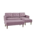 thumbnail image 3 of Convertible L-shape Sofa Couch Set with Reversible Ottoman Bench, 3-Seat Sectional Sofa with Solid Frame for Living Room Apartment Office, Pink, 3 of 8