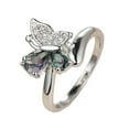 thumbnail image 1 of Xihbxyly Anillo de Mariposa, Diseño de Cristal Colorido, Exquisito Lazo, Ajuste Cómodo, Ideal para Bodas, San Valentín o Aniversarios, Joyería de Moda para Mujer, Material de Cobre Ligero., 1 of 2
