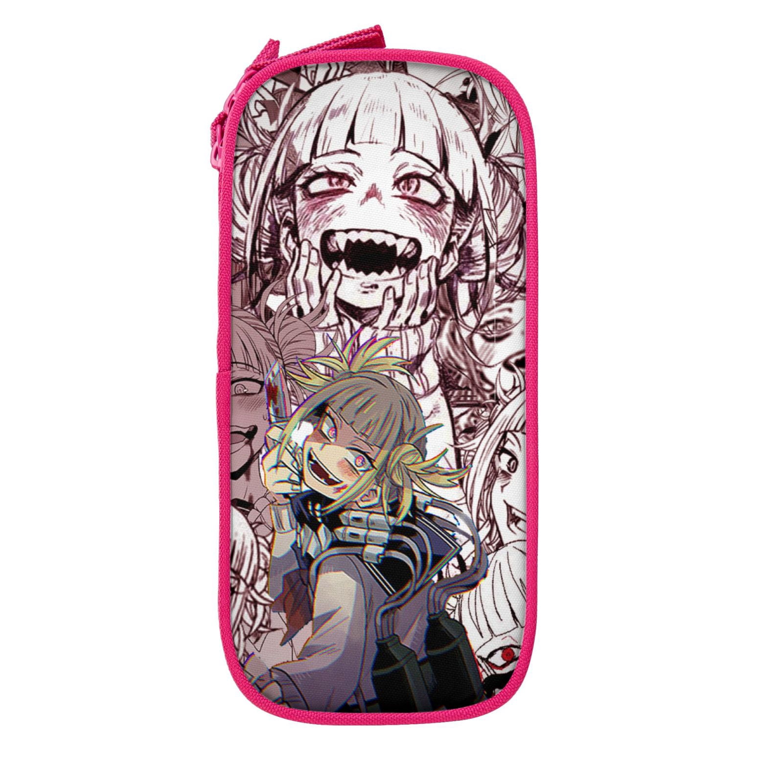 My Hero Academia Himiko Toga Pencil Case Large Capacity Pencil Pouch Pen Bag Office Stationery Organizer Travel Makeup Bag Pink