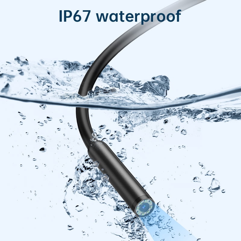 BOGYKIK 1080P HD Endoscope Camera with Light, 16FT Semi-Rigid Snake Camera for iPhone & Android, IP67 Waterproof Borescope Inspection Camera with 8 Adjustable LEDs