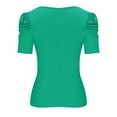 thumbnail image 7 of aidice Summer T Shirts for Women Ribbed V Neck Puff Sleeve Slim Fitted Shirts Casual Comfy Going out Tops, 7 of 7