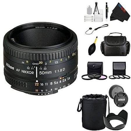 Nikon 50mm f/1.8D AF Lens for D3000, D3100, D3200, D4, D4S, D5000, D5100, D5200, D5300, D600, D610, D700, D7000, D7100, D800, D800E, D810, D90 DSLR Cameras + Pixi-Advanced Accessory (Best Lens For Nikon D5200 Dslr)