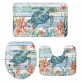 thumbnail image 2 of Coastal Turtle Bathroom Rugs Set Ocean Coral Seaweed Non Slip Absorbent Soft Bath Mats 3 Piece Set with Bathroom Rug, U-Shaped Floor Mat, Toilet Seat Cover Large Size, 2 of 9