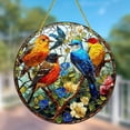 thumbnail image 2 of Bird Lover's Stained Glass Sun Catcher Window Hanging Suncatcher Beautiful Sky Design with Metal Chain Home Garden Ornaments, 2 of 7