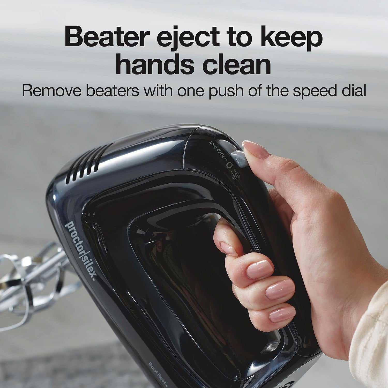 Easy Mix 5-Speed Electric Hand Mixer with Bowl Rest, Compact and Lightweight, 215 Watts of Peak Power, Black (62511)