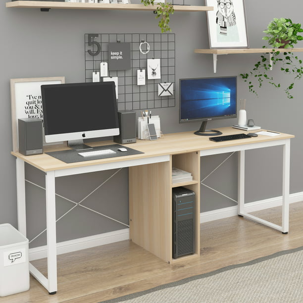 Double Workstation Desk Storage, Soges 2 Person Home Office Desk