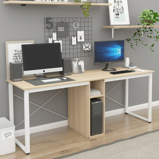Soges 2 Person Home Office Desk 78 Inches Large Double Workstation Storage Com Double Workstation Desk Storage, Soges 2 Person Home Office Desk