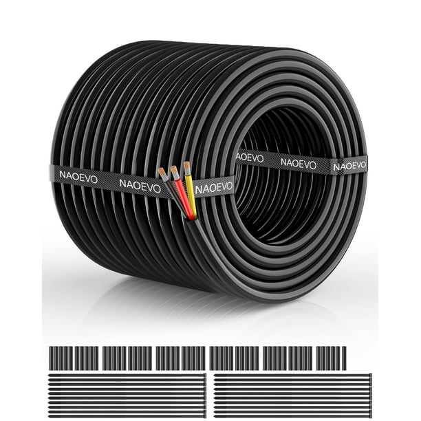 Cable eléctrico NAOEVO calibre 16, 3 conductores, 12 V (30 m)