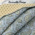thumbnail image 3 of Cozy Line Home Fashions Couverture Matelassée Réversible en Coton 100% Vert Paisley 60 Pouces" X 50 Pouces Pouces Lavable en Machine et Séchable (Vert Paisley), 3 of 4