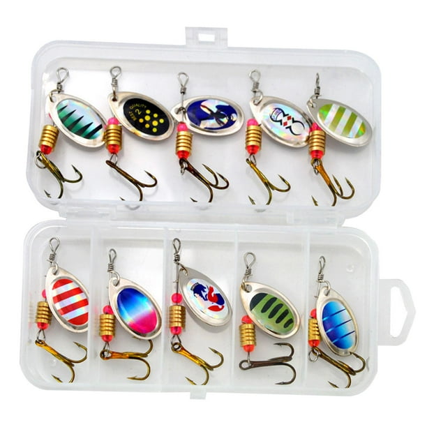 10 señuelos de pesca Spinnerbait, juego de lubina, señuelos de carburo, salmón en línea Estilo A