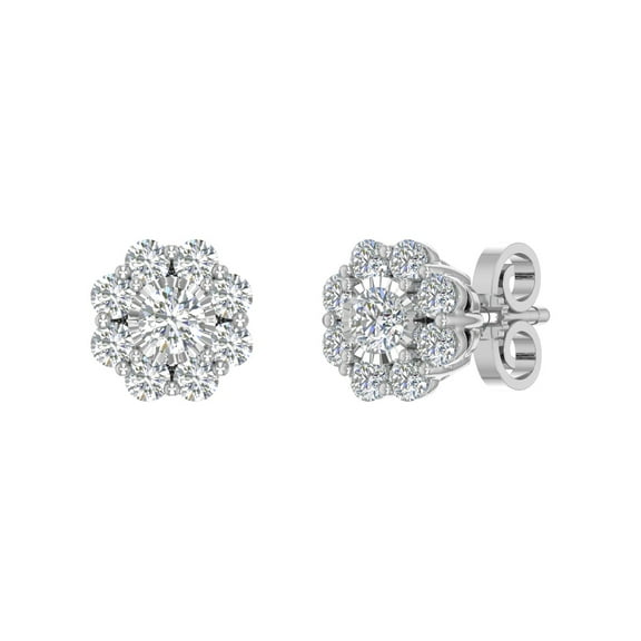 1/2 Carat Diamond Cluster Earrings in 10K White Gold