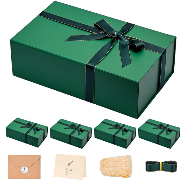 Cajas de regalo Lifelum Christmas Green con tapa magnética, paquete de 5