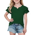 thumbnail image 2 of Asxite Toddler Girls Tshirt Ruffle Sleeve V Neck Casual Breathable Summer Tops 2-12Y, 2 of 7