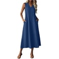thumbnail image 2 of Horkkom Maxi Dresses for Women Sleeveless Linen Summer Dresses Beach Casual Long Dresses with Pockets, S-2XL, 2 of 9