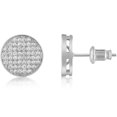 thumbnail image 1 of 18K Gold Plated Cubic Zirconia Pave Disc Stud Earrings, 1 of 10