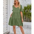 thumbnail image 5 of Women Dress V-Neck Short Sleeve T-Shirt Dress Babydoll Ruffles Casual Mini Dress, 5 of 6