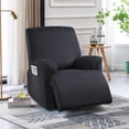 thumbnail image 3 of KINCAM Recliner Armchair Slipcover Stretch Recliner Chair Cover with Pockets, 3-Pieces Furniture Recliner Sofa Covers Protector, Black, 3 of 11