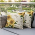 thumbnail image 2 of 2 Pack Outdoor Waterproof Throw Pillow Covers,Watercolor Sunflower Bee Dragonfly Decorative Square Patio Pillowcases for Chair Couch Sofa 16x16in, 2 of 9