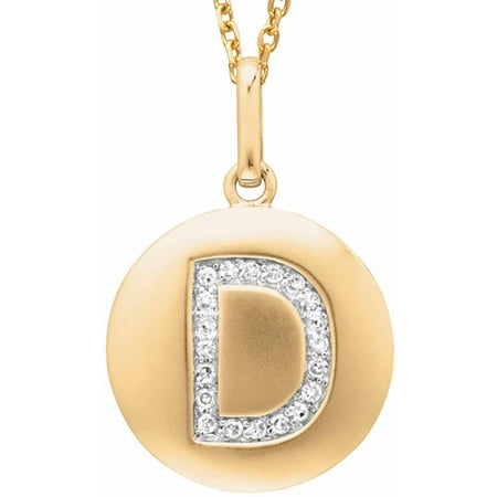 Diamond Accent Yellow Gold-Plated Sterling Silver Round Initial D Disc Pendant