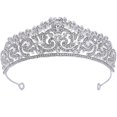 thumbnail image 1 of Rhinestone Bridal Tiara Silver Shiny Decorative Tiara for Bride Wedding Party, 1 of 4