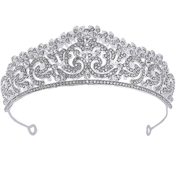 Rhinestone Bridal Tiara Silver Shiny Decorative Tiara for Bride Wedding Party